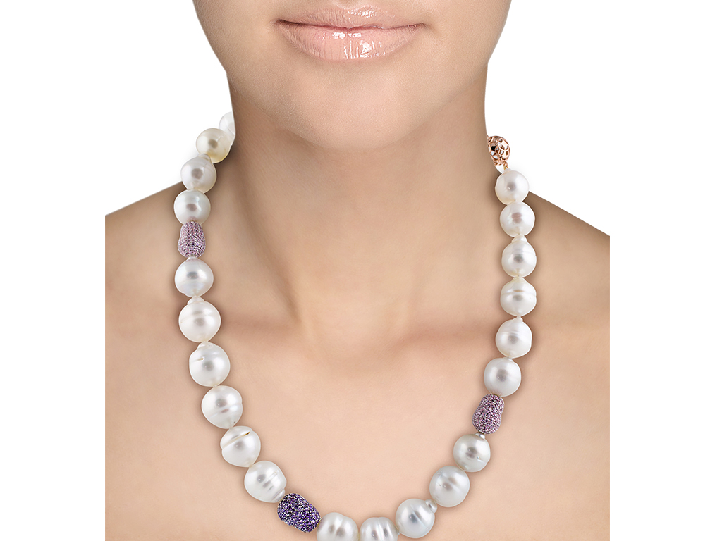 White Circle South Sea Baroque Pearl Necklace Mm